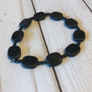 Black Flat Bead Bracelet